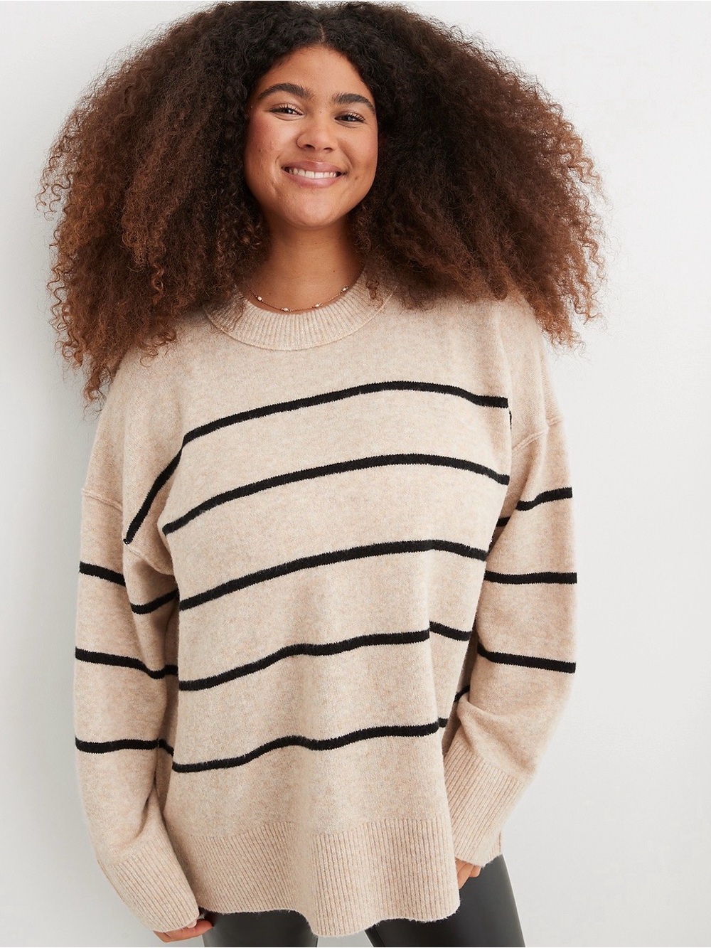 Aerie UnReal Sweater Stripped Cozy Knit M
